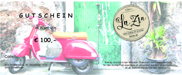 LaZia Gutschein, Vespa rot, Muster